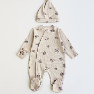 Dreamline Baby Organic Cotton Romper & Hat Set Mushroom